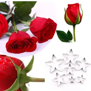 7 Pcs Rose Flower Calyx Cutter Set for Fondant & Gumpaste