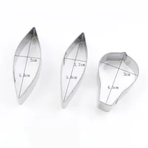3 Pcs Clematis Petal Flower Cutter Set for Fondant & Gumpaste