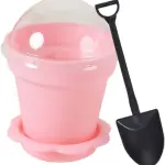 Pink Flower Pot Shape Mousse Dessert Cups with Lid & Spoon
