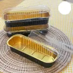 Black Aluminium Rectangle Bake & Serve Dessert & Cake Moulds with Lid - Pack of 10