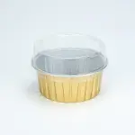 Gold Foil Aluminium Bake & Serve Cups with Lids - Pack of 10 (125 ml)