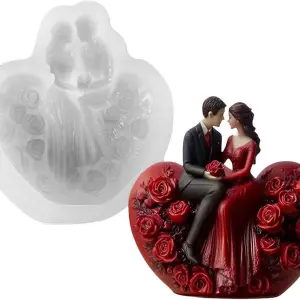 Romantic Couple Heart Theme Silicone Mould Style 1 for Fondant, Candle & Resin