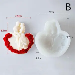 Romantic Couple Heart Theme Silicone Mould Fondant, Candle & Resin (Style 1)