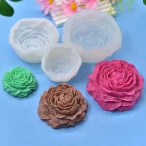 3 Pcs Peony Candle Silicone Mould Set for Candle, Chocolate & Resin