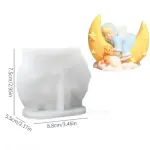 3D Baby Shower Baby Sleeping on Moon Silicone Mould for Candle & Resin