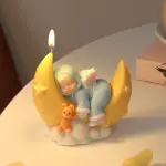 3D Baby Shower Baby Sleeping on Moon Silicone Mould for Candle & Resin