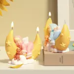 3D Baby Shower Baby Sleeping on Moon Silicone Mould for Candle & Resin
