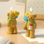 3D Teddy Bear Holding Balloon Silicone Mould for Candle & Resin
