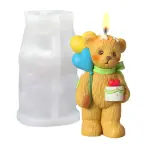 3D Teddy Bear Holding Balloon Silicone Mould for Candle & Resin