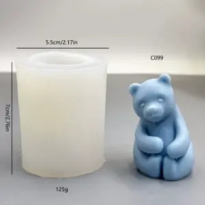 3D Teddy Bear Silicone Mould Style 6 for Candle, Soap & Resin
