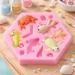 Marine Silicone Mould – Conch, Seahorse, Fish, Crab & Tortoise for Fondant & Chocolate