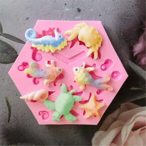 Marine Silicone Mould – Conch, Seahorse, Fish, Crab & Tortoise for Fondant & Chocolate