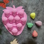 10 Cavity Strawberry Silicone Mould for Chocolate, Soap & Resin