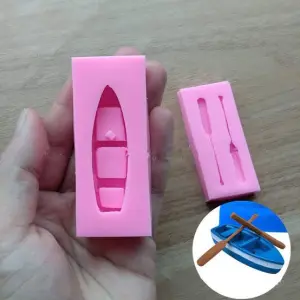 2 Pcs Small Boat & Rowboat Oars Silicone Mould for Fondant & Chocolate