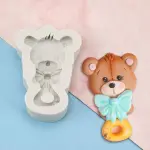 Teddy Bear Baby Bear Rattle Silicone Mould for Baby Shower Fondant & Chocolate