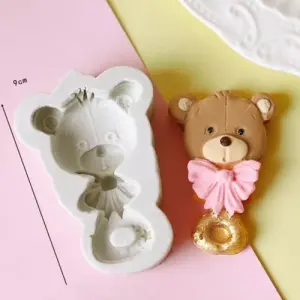 Teddy Bear Baby Bear Rattle Silicone Mould for Baby Shower Fondant & Chocolate