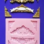 6 Cavity Baroque Scroll Lace Silicone Mould for Fondant & Chocolate