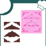 6 Cavity Baroque Scroll Lace Silicone Mould for Fondant & Chocolate