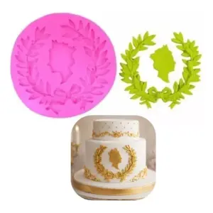 Elegant Flower Wreath Queen Vintage Fondant Mould